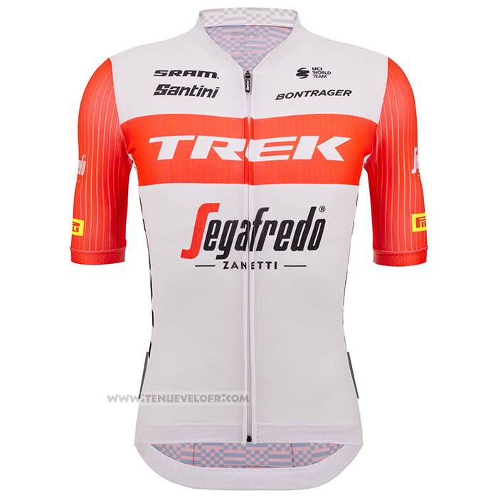 2023 Maillot Cyclisme Trek Segafredo Orange Blanc Manches Courtes et Cuissard
